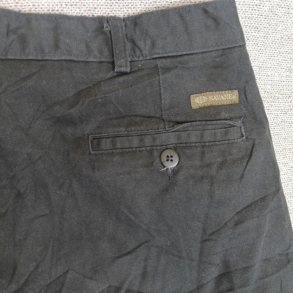Savane Chino Pants Mens 36x34 Black Good Straight Leg Cotton Twill Trousers